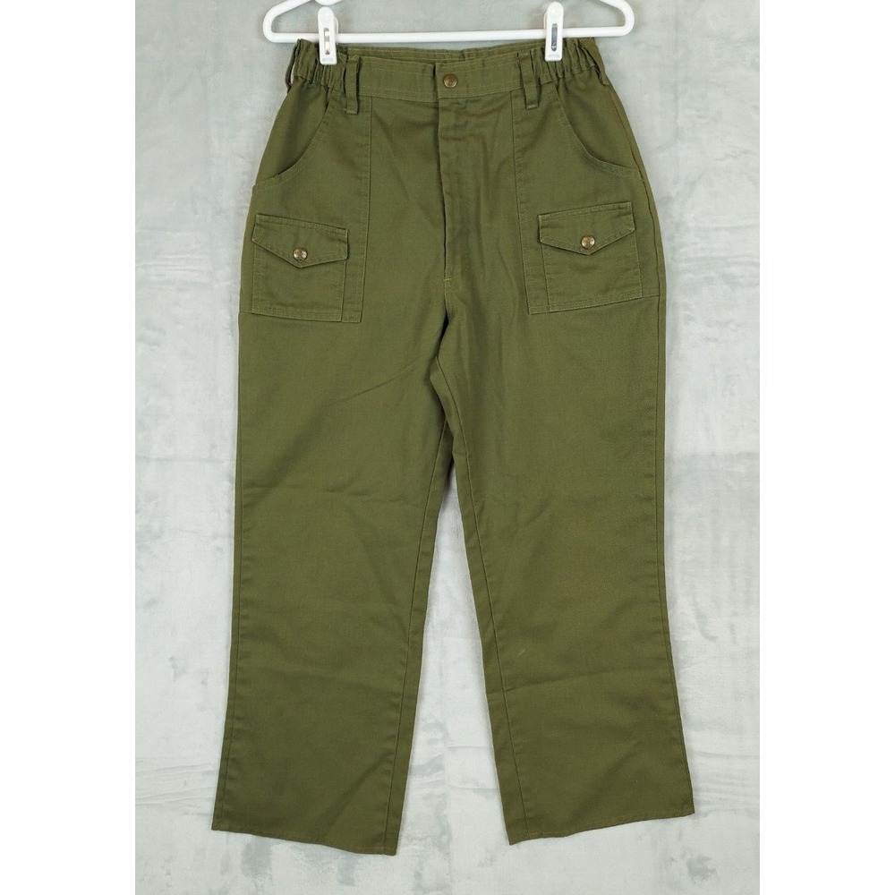 VTG Boy Scouts Pants Youth Sz 26x25 BSA Uniform Cargo Utility Waist